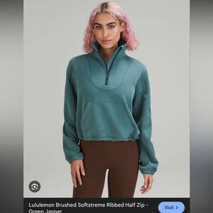 lululemon athletica Brushed Softstreme Ribbed Half-Zip in Teal